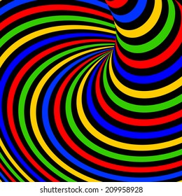 Design colorful vortex movement illusion background. Abstract stripe torsion twisting backdrop. Vector-art illustration