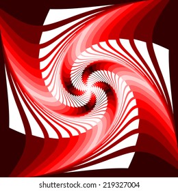 Design colorful vortex movement illusion geometric background. Abstract stripe twisted distorted textured backdrop. Vector-art illustration
