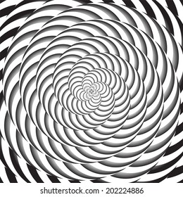 Design colorful whirlpool circular movement illusion background. Abstract striped distortion twisting backdrop. Vector-art illustration