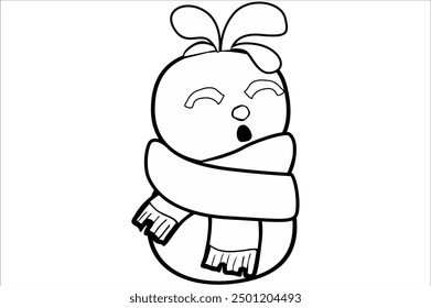Design a coloring image with a Christmas snowman theme