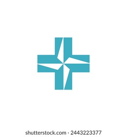 design combination between compass and medical cross for the health industry