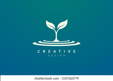 Design a combination of plant logo and puddle for spa, hotel, beauty, health, fashion, cosmetic, boutique, salon, yoga, therapy. Simple and modern vector design for your business brand or product