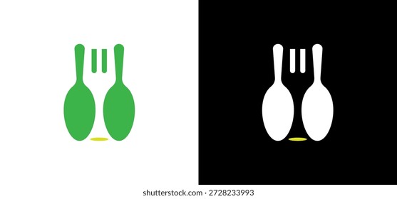 Combinação de design de duas colheres e garfos com contrastes de cor, ideal para configurações de refeição versátil. Adequado para blogs gastronômicos e menus de restaurantes.