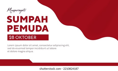 Diseño para la conmemoración del día nacional "Youth Pledge" el 28 de octubre en toda Indonesia. Lucha del pueblo indonesio. Gradiente de fondo rojo