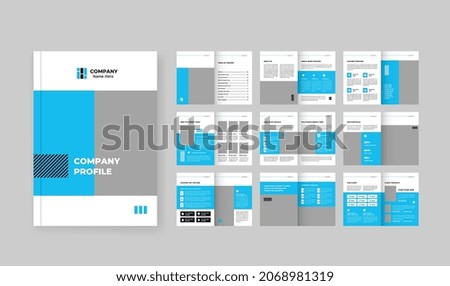 Design company profile, vector template brochures, flyers, presentations, leaflet, white paper, catalog, magazine a4 size. Dark grey and blue geometric elements on a white background