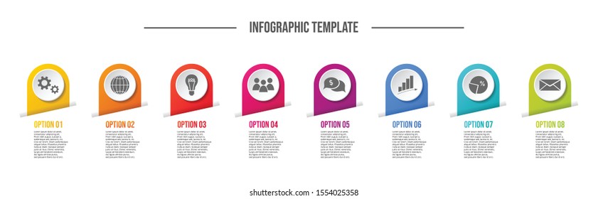 Design of a company timeline with business icons - infographic template. Vector