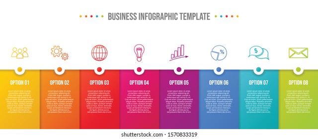 Design of a company timeline with business icons - infographic template. Vector