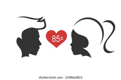 Diseño del símbolo de amor de compatibilidad