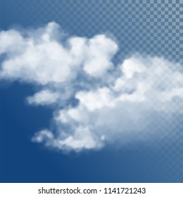 Design composition of transparent white vector cloud. Natural design elements