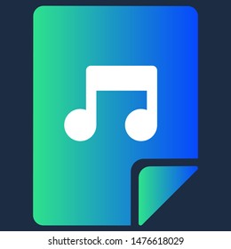 Design Computer Audio Multimedia Musical File Icon. Music Notes Depicted on Paper with Folded Corner. Digital Song Document Extension in Trendy Style for Download from Internet Vector Flat Symbol