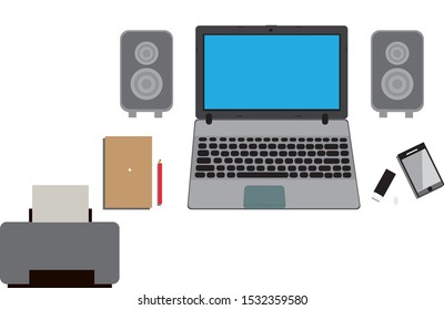 design computer equipment for work. With background white