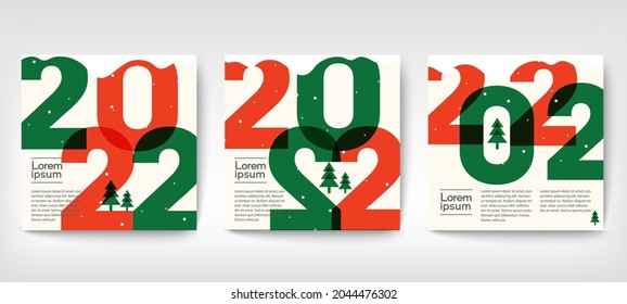 Design concept of 2022 Happy New Year, Merry Christmas. Templates with typography logo 2022 for celebration, Trendy backgrounds for branding, banner, cover, card, social media, poster, Vector EPS.10