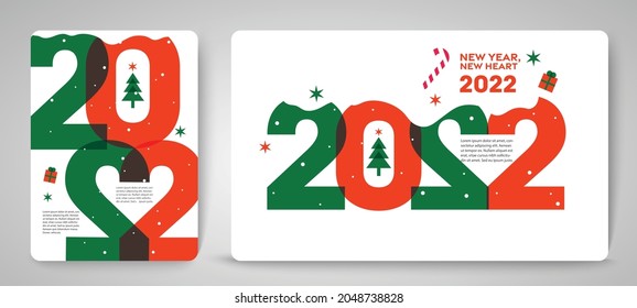 Design concept of 2022 Happy New Year, Merry Christmas. Templates with typography logo 2022 for celebration, Trendy backgrounds for branding, banner, cover, card, social media, poster, Vector EPS.10