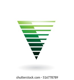 Design Concept of an Abstract Striped Icon of Letter V, Vector Illustration