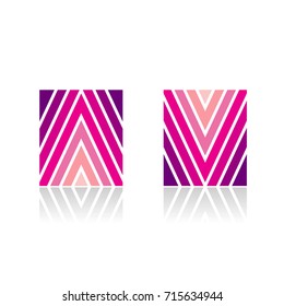 Design-Konzept von Pfeil-A- und V-Linien-Symbolen, Vektorgrafik einzeln auf weißem Hintergrund