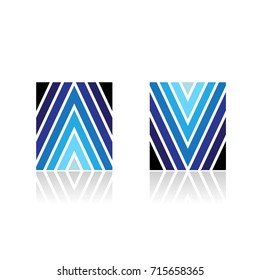 Design Concept of Arrow Shaped A and V Line Icons, Vector Illustration Isolated on a White Background