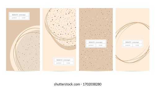 Concepto de diseño para el embalaje de belleza. Conjunto de plantillas con textura natural abstracta para el hotel, salón de belleza, spa, restaurante, club. Ilustración del vector