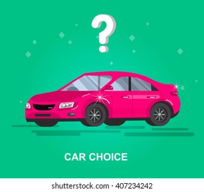 design concept of choice car and buying. Vector  cool flat  illustration. Web banner template