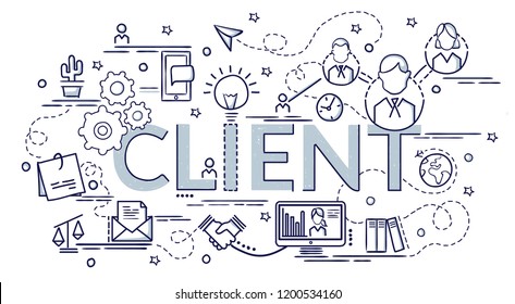 Design Concept Of Client. Infographic Idea Of Making Creative Products.
Template For Website Banner, Flyer And Poster. Hand Drawn Doodle Cartoon Vector Illustration. 
