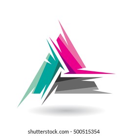 Design Concept of a Colorful Abstract Triangular Icon of Letter A, Vector Illustration