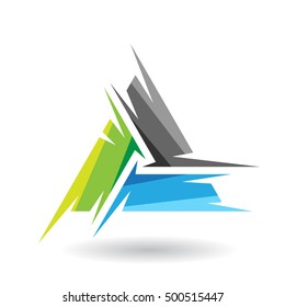 Design Concept of a Colorful Abstract Triangular Icon of Letter A, Vector Illustration