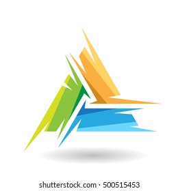 Design Concept of a Colorful Abstract Triangular Icon of Letter A, Vector Illustration