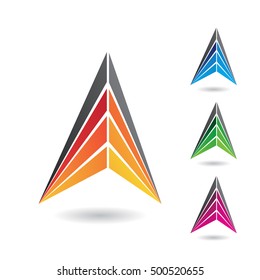 Design Concept of a Colorful Abstract Triangular Icon of Letter A, Vector Illustration