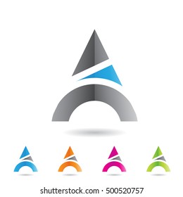 Conceito de Design de um Ícone Triangular Abstrato Colorido de Letra A, Ilustração de Vetor