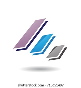 Design-Konzept für ein buntes, diagonales Bars-Symbol, Vektorgrafik einzeln auf weißem Hintergrund