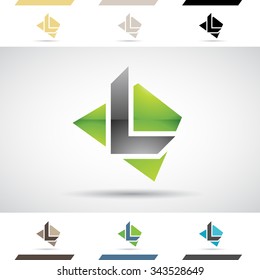 Design Concept of Colorful Stock Icons and Shapes of Letter L, Vector Illustration 