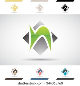 Design Concept of Colorful Stock Icons and Shapes of Letter N, Vector Illustration 
