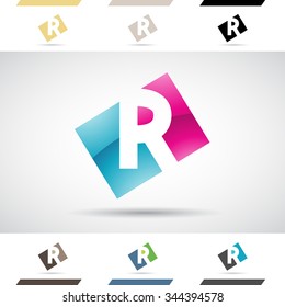 Design Concept of Colorful Stock Icons and Shapes of Letter R, Vector Illustration 