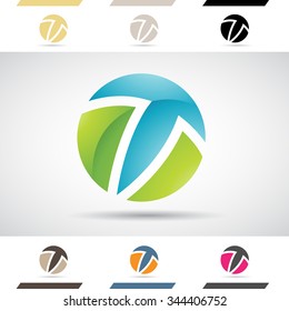 Design Concept of Colorful Stock Icons and Shapes of Letter T, Vector Illustration 