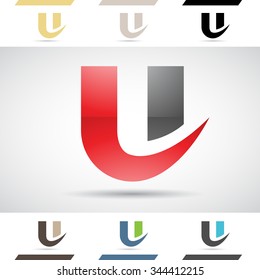 Design Concept of Colorful Stock Icons and Shapes of Letter U, Vector Illustration 