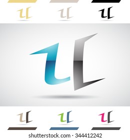 Design Concept of Colorful Stock Icons and Shapes of Letter U, Vector Illustration 