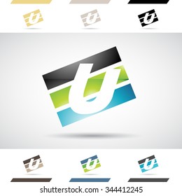 Design Concept of Colorful Stock Icons and Shapes of Letter U, Vector Illustration 
