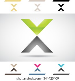 Design Concept of Colorful Stock Icons and Shapes of Letter X, Vector Illustration 