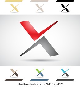 Design Concept of Colorful Stock Icons and Shapes of Letter X, Vector Illustration 