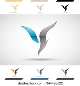 Design Concept of Colorful Stock Icons and Shapes of Letter Y, Vector Illustration 