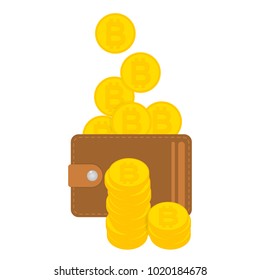 Design concept of cryptocurrency technology, bitcoin exchange, mobile banking. Transfer from wallet.