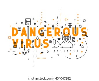 Design concept dangerous virus. Modern line style illustration.  Easy to edit.