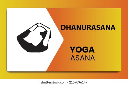 El concepto de diseño de Dhanurasana o arco posar asana en yoga como ejercicio. usado para Afiche, banner, fondo, artículo, blog, diseño de título, papel de pared