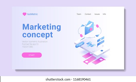 Design concept digital marketing and advertising.  Online platform of analitics , Vector illustrations about goals  seo. Symbols of social media marketing.