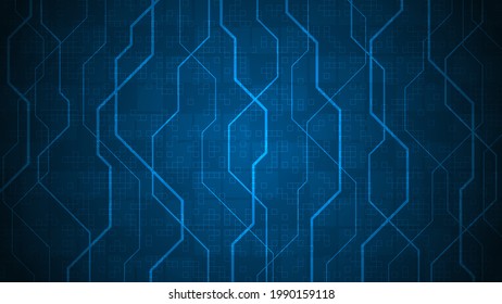 Design im Konzept der elektronischen Leiterplatten auf dunkelblauem Hintergrund.