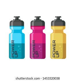 design concept for energy drink bottles for sports activities. Professional product design for model examples of sports bottle packaging in three color variations