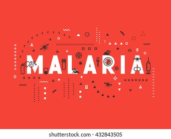 Design concept epidemic of malaria. Modern line style illustration. 