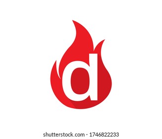 Design concept fire with Initial d Letter Logo Design