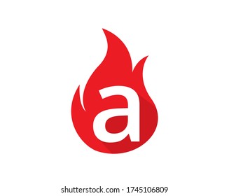Design Concept fire with Initial a Letter Logo Design