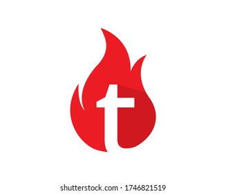 Design concept fire with Initial T Letter Logo Design