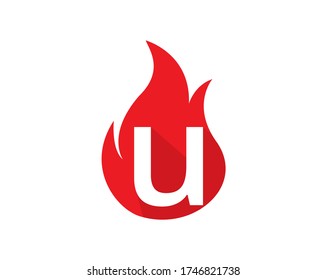 Design concept fire with Initial u Letter Logo Design
